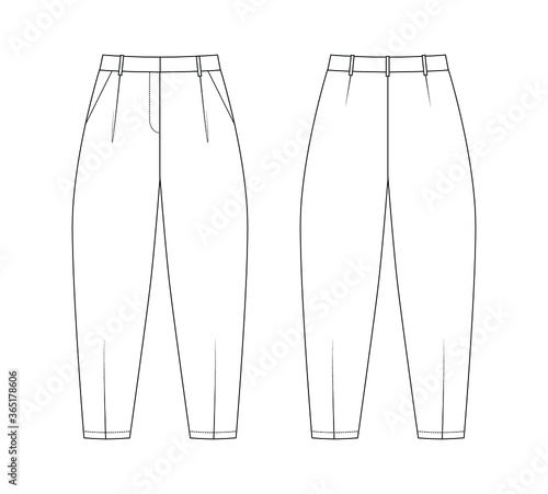 Fashion technical drawing bananas pants