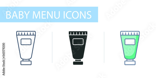 icons set for menu store, baby cosmetics