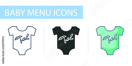 icons set for menu store, baby clothes