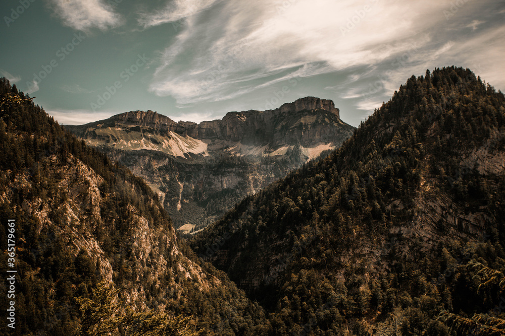 Alpine high mountains landscape view
