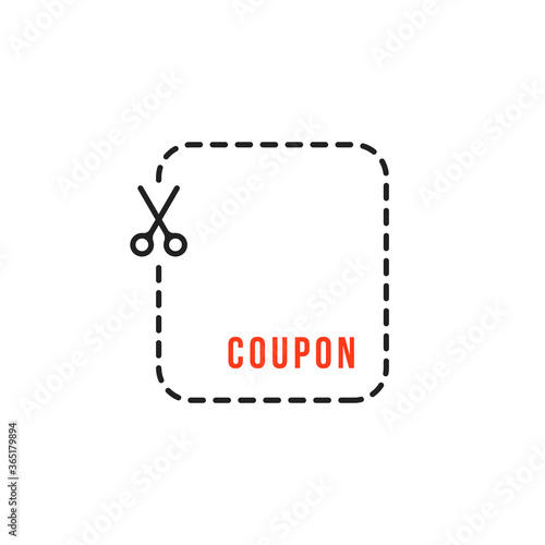 thin line coupon with simple scissors