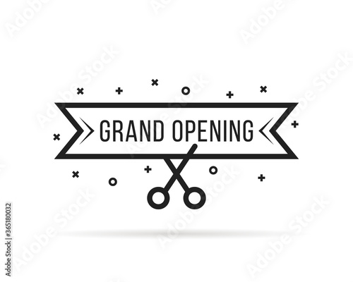 grand opening with thin line scissors