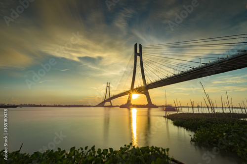 Vam Cong bridge on Hau River, Dong Thap, Viet Nam
 photo