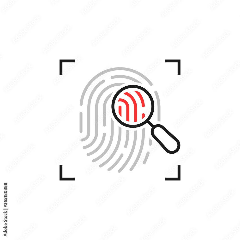 thin line fingerprint scan loupe icon thin line fingerprint scan loupe icon