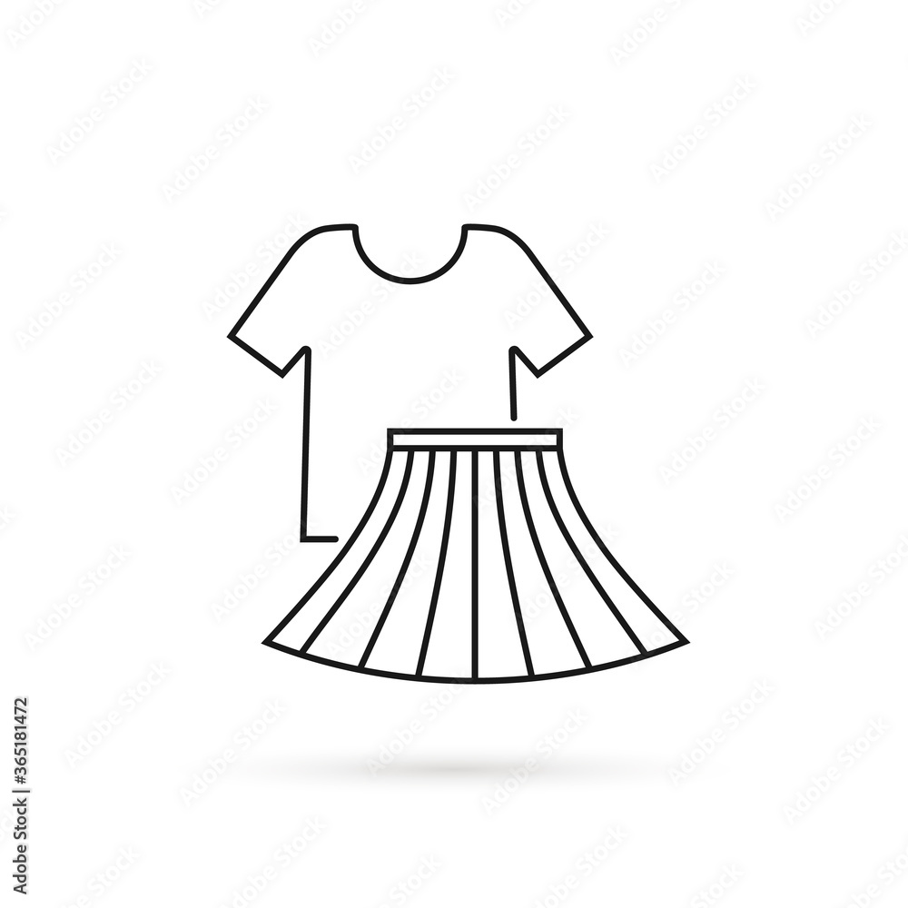 thin line icon recycled t-shirt and skirt thin line icon recycled t-shirt and skirt