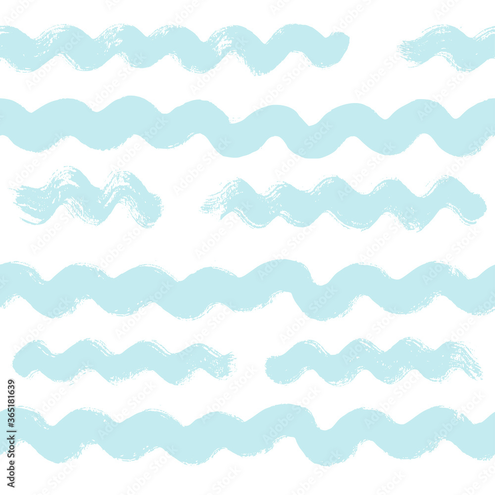 Seamless Wave Pattern, Hand drawn water sea modern vector background. Wavy beach brush stroke, curly grunge paint lines, watercolor illustration Seamless Wave Pattern, Hand drawn water sea modern vector background. Wavy beach brush stroke, curly grunge paint lines, watercolor illustration