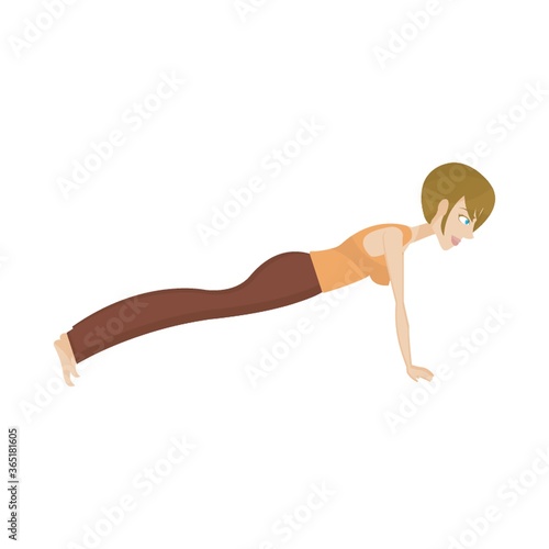 girl practising yoga in plank pose