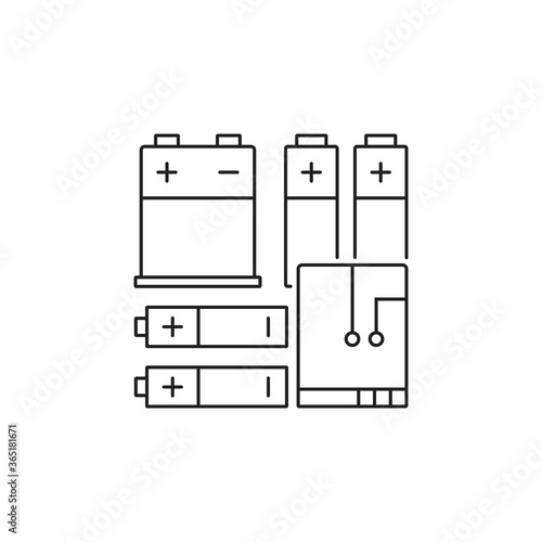 set of different types of batteries