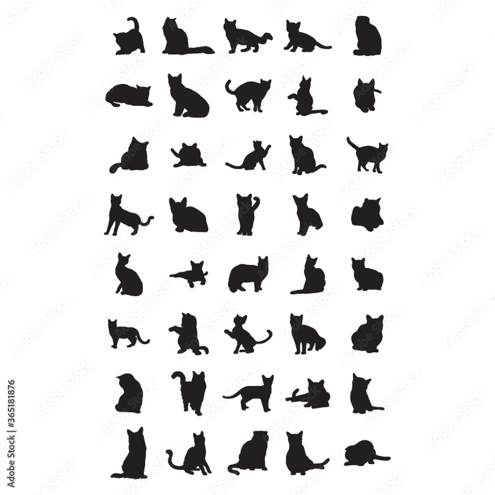 silhouettes of cats