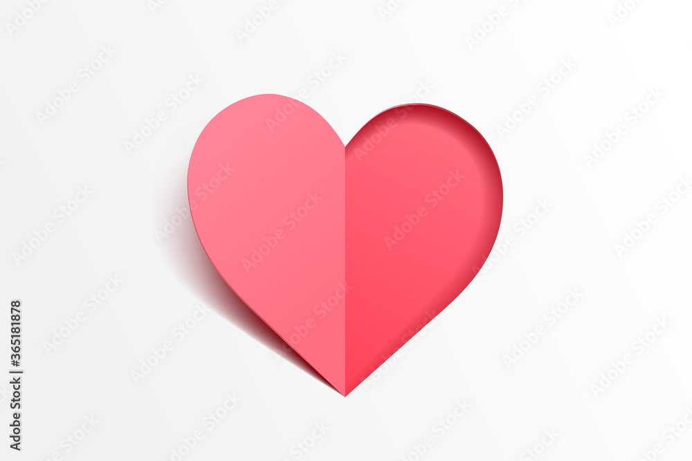 Paper art of red heart, people relationship and valentine's day celebrate concept Paper art of red heart, people relationship and valentine's day celebrate concept