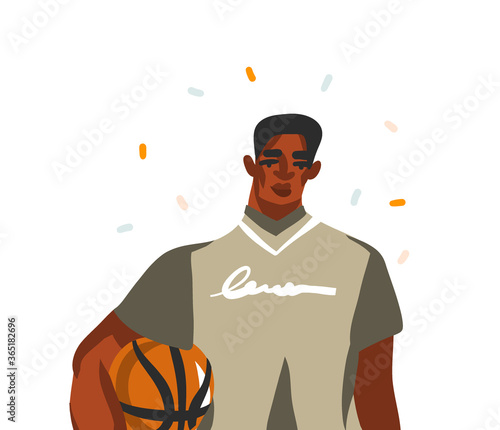 Hand drawn vector abstract stock graphic illustration with young happy black african american beauty man, in fashion outfit isolated on white background photo