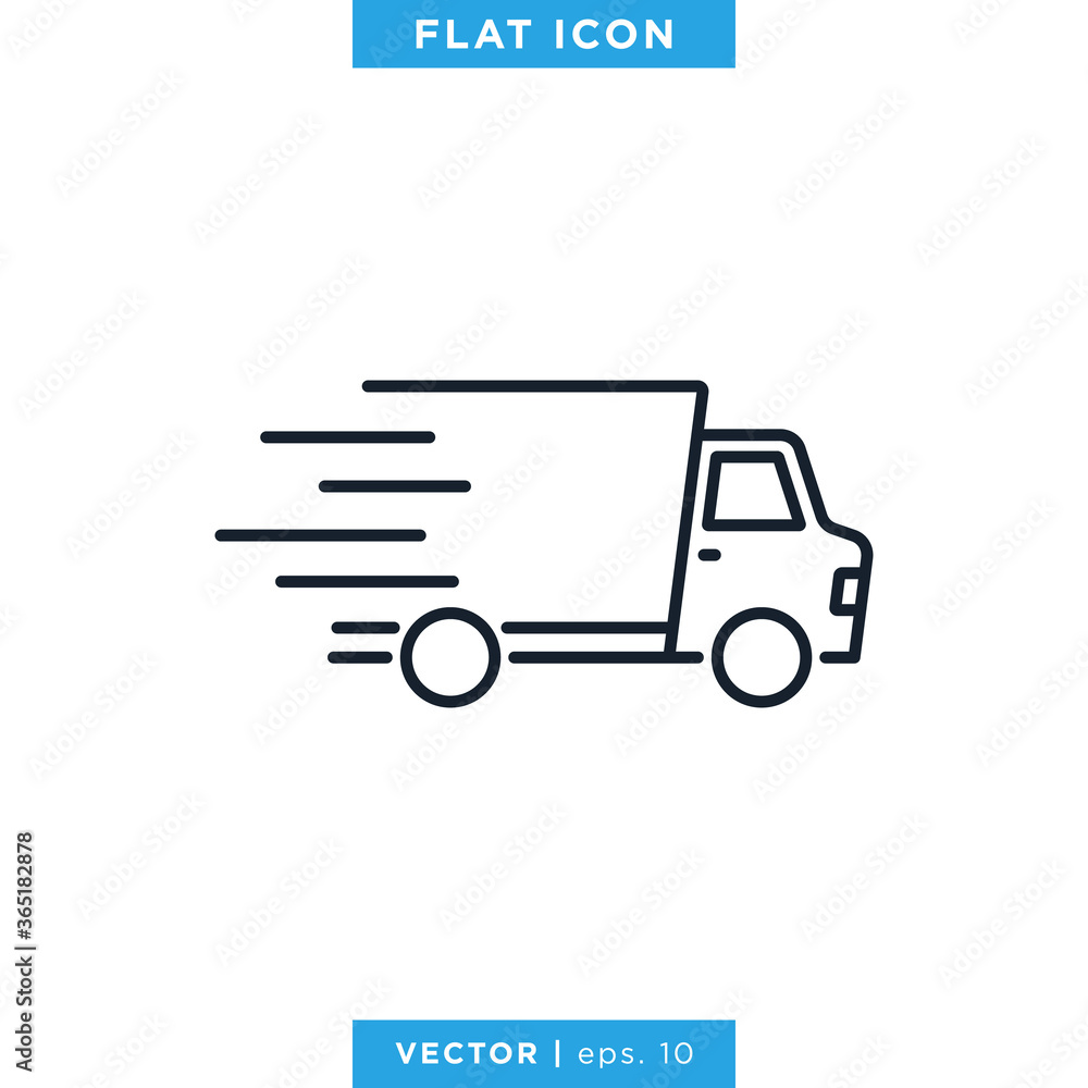 Delivery Truck Icon Vector Design Logo Template. Trendy Flat Icon With Editable Stroke