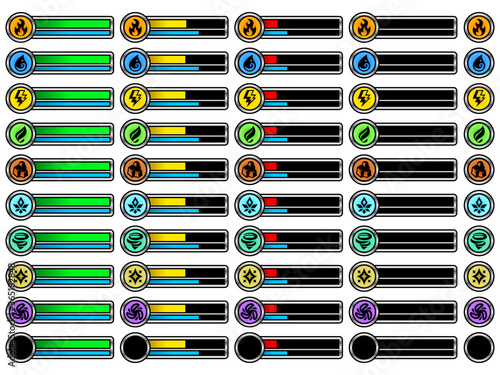 ゲーム／アイコン／属性／タイプ／HP／メタル／D