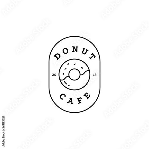 Donut cafe line logo. Trendy simple outline emblem of donut sign brand identity minimalist style. Vector illustration