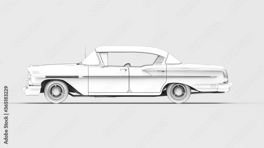 Vintage car isolated on white
