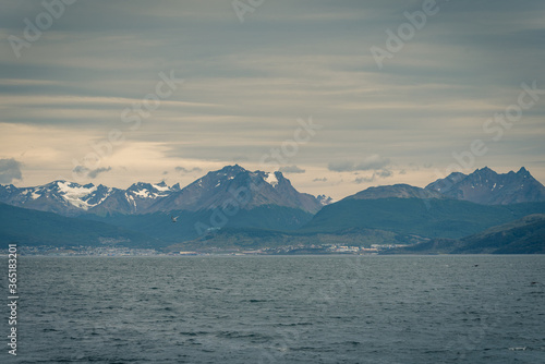 Ushuaia, City at the End of the World, Argentina. 09/05/2019: This is place is full of mountains and rivers and snow around the city center. Ushuaia is the capital of Tierra del Fuego