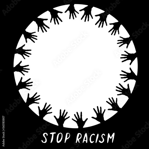 Stop racism - vector poster on theme of antiracism, protesting against racial inequality and revolutionary design