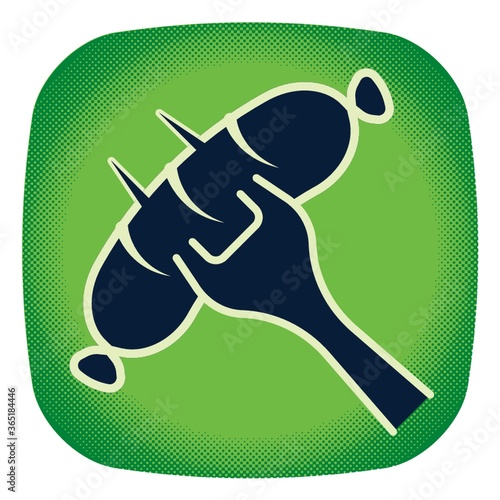 meat fork with sausage