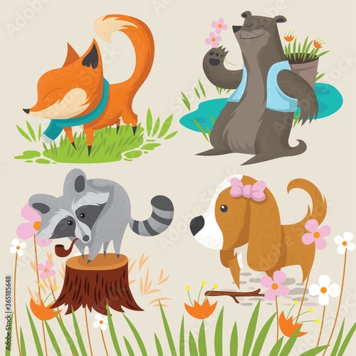 collection of cute animals