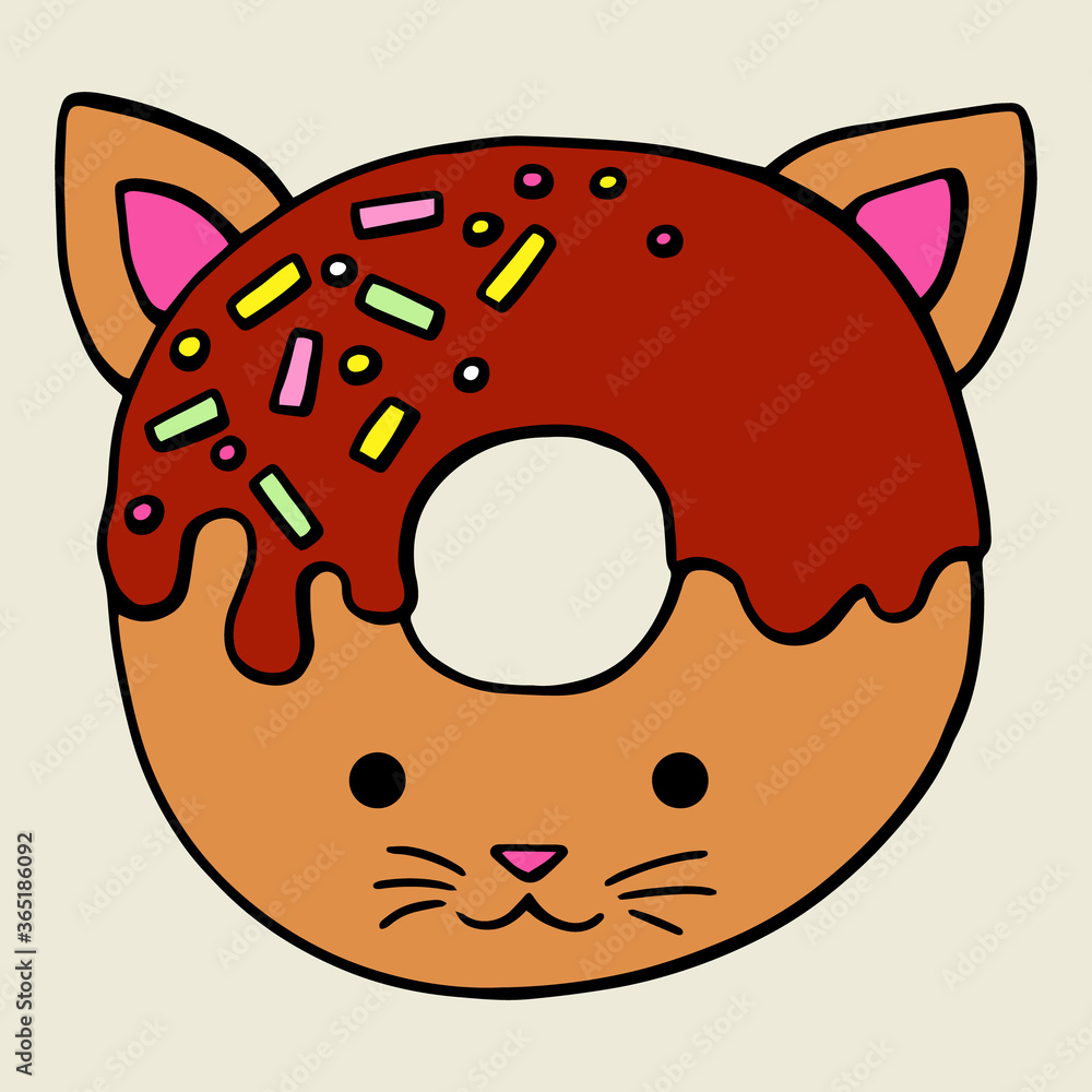 Glazed cute doughnut animals. Isolated donuts with glaze and bite Glazed cute doughnut animals. Isolated donuts with glaze and bite