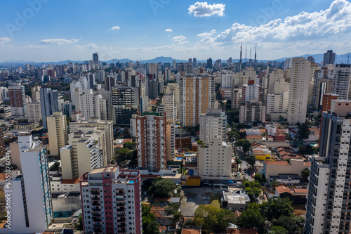 Aerial view of Sao Paulo, Brazil. Important avenue. Avenue Rebouças. 