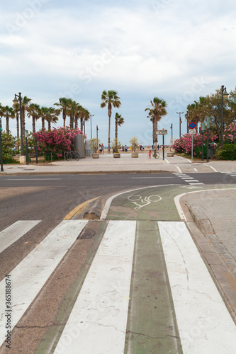 Architecture of the seashore district of El Cabanyal, Valencia city, Spain.