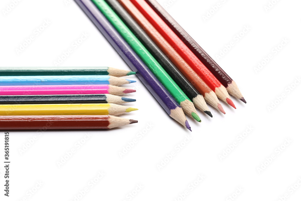 Colorful pencils set arrangement, row isolated on white background Colorful pencils set arrangement, row isolated on white background
