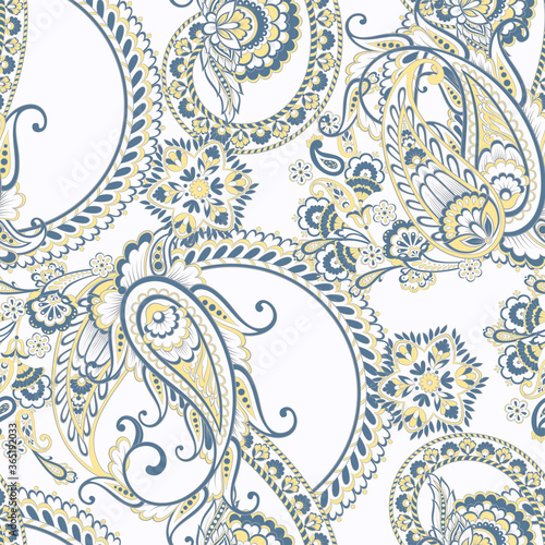 Seamless Asian Textile Background. Paisley Pattern