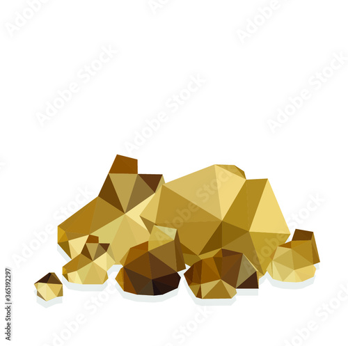 Set of gold rocks, gold nuggets 