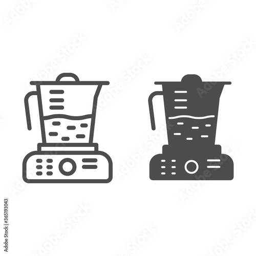 Juicer line and solid icon, Kitchen appliances concept, Blender sign on white background, squeezer icon in outline style for mobile concept and web design. Vector graphics.