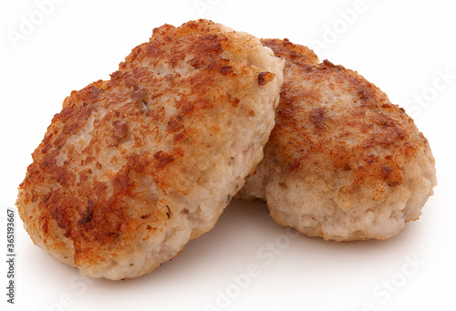 Tableau sur toile Haddock fishcakes isolated on white background.