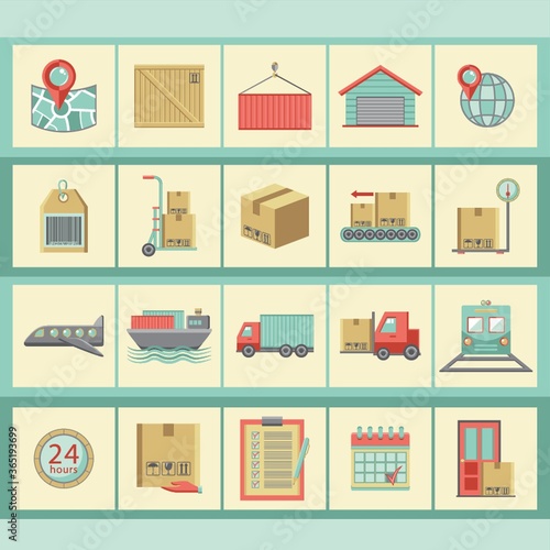 collection of logistic icons