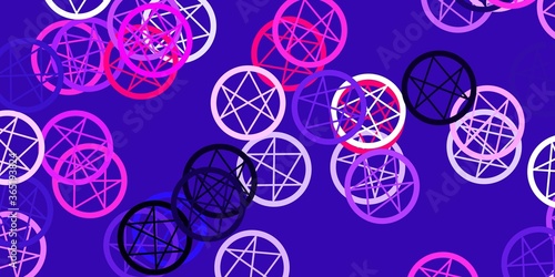 Light Purple, Pink vector backdrop with mystery symbols.
