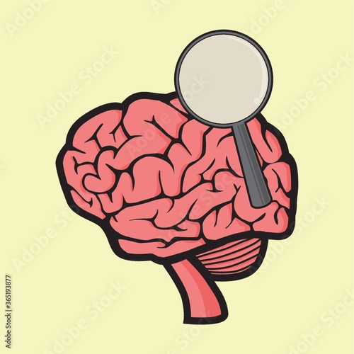 brain with magnifying glass