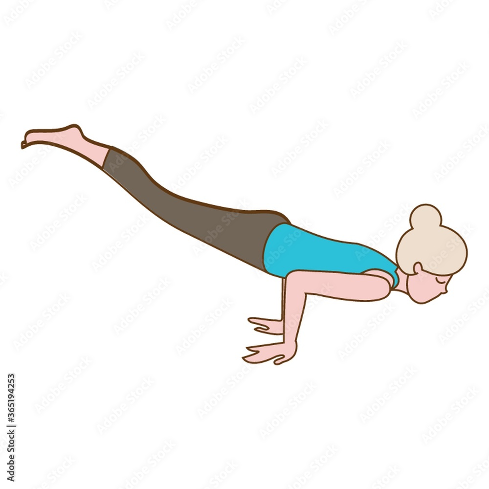girl practising yoga in peacock pose girl practising yoga in peacock pose