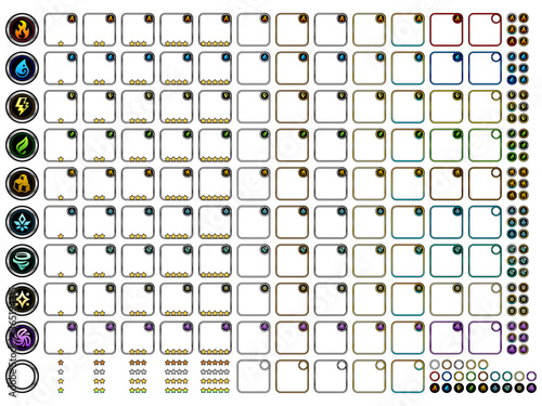 ゲーム／アイコン／属性／フレーム／メタル／D01／白背景