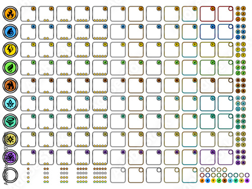 ゲーム／アイコン／属性／フレーム／メタル／D02／白背景