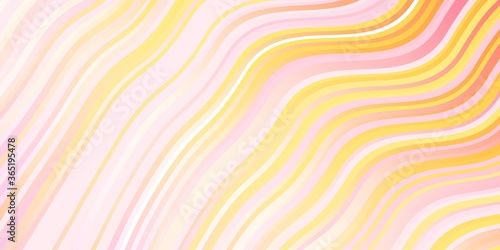 Light Pink, Yellow vector pattern with wry lines. Colorful abstract illustration with gradient curves. Smart design for your promotions.