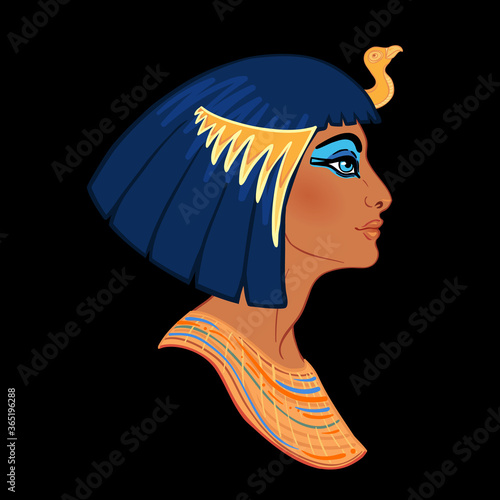 Egyptian queen Cleopatra isolated on white background. Queen of Egypt, one of the most famous women in history. Illustration isolated in vector.