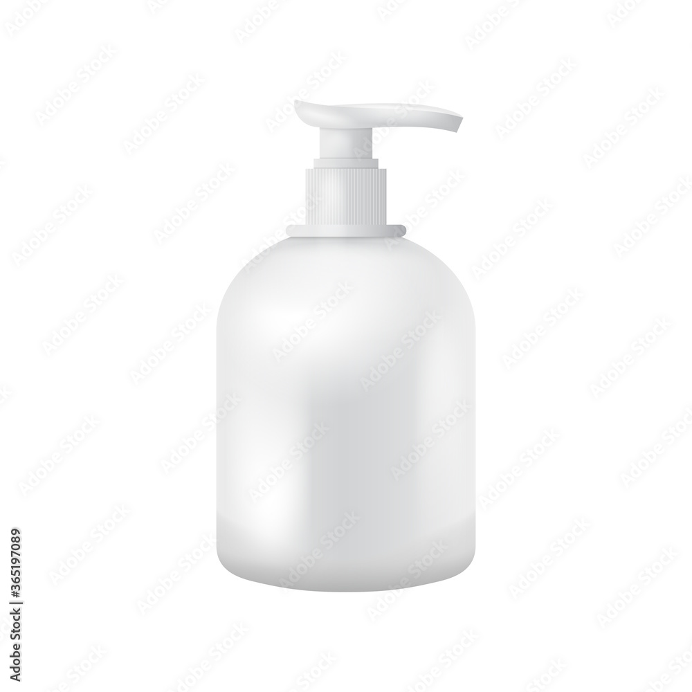 Vector packaging White gray beauty products cosmetics bottle on isolated white background. Mock-up template ready for design Vector packaging White gray beauty products cosmetics bottle on isolated white background. Mock-up template ready for design