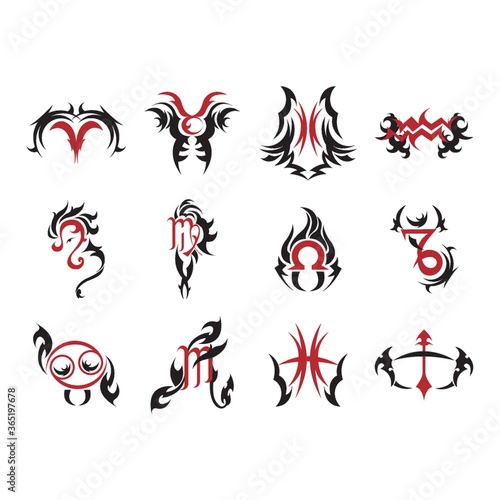 collection of zodiac signs tattoos