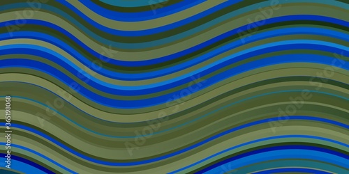 Dark BLUE vector background with wry lines. Colorful abstract illustration with gradient curves. Pattern for booklets, leaflets.