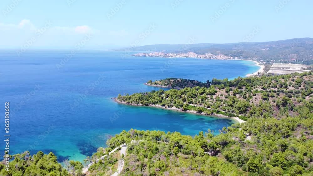 Aerial drone view of vacation travel resort with blue turquoise sea and beautiful nature Aerial drone view of vacation travel resort with blue turquoise sea and beautiful nature