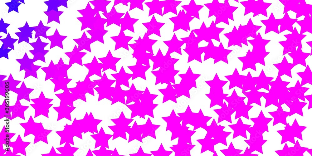 Light Purple, Pink vector background with colorful stars. Shining colorful illustration with small and big stars. Design for your business promotion.