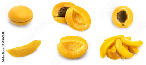 Apricot from different sides on a white background. Macro photo. High quality photo