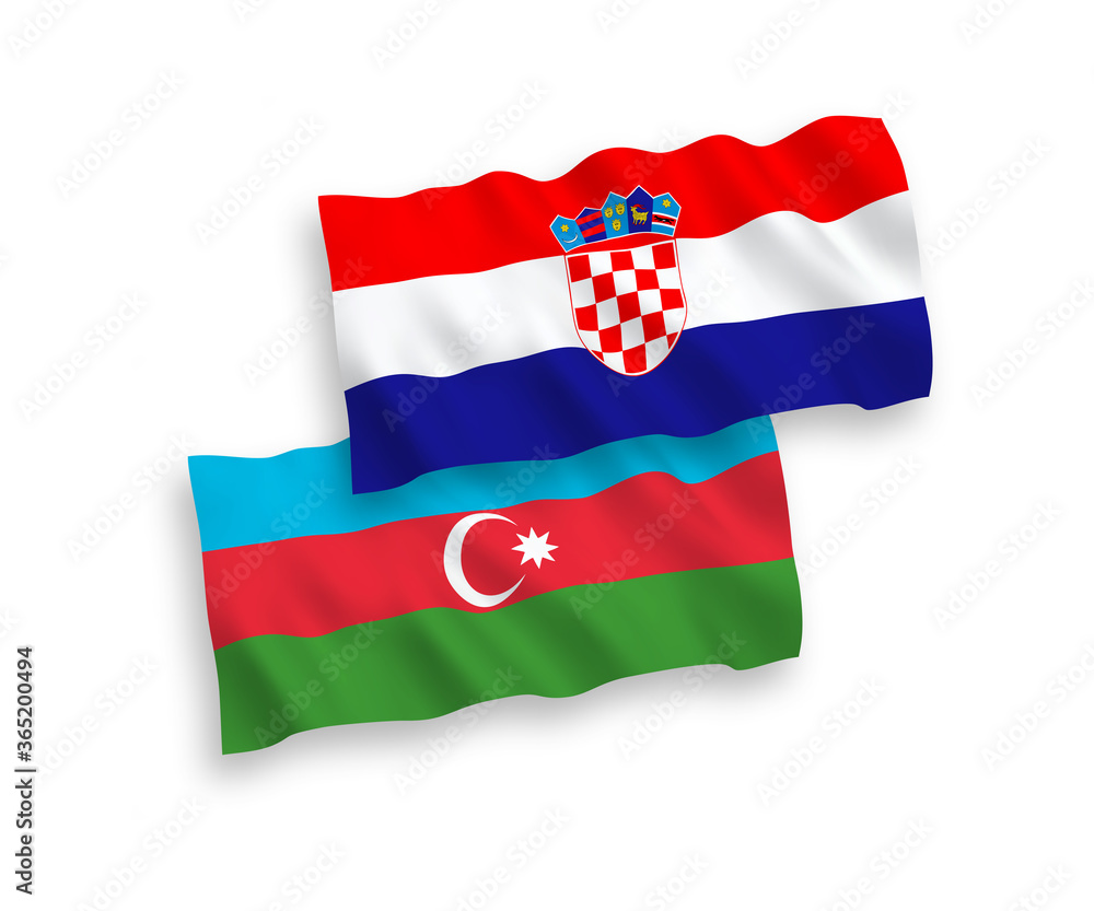 Flags of Azerbaijan and Croatia on a white background Flags of Azerbaijan and Croatia on a white background