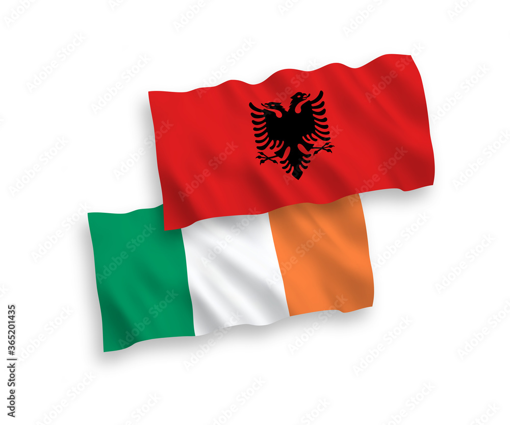Obraz premium Flags of Ireland and Albania on a white background