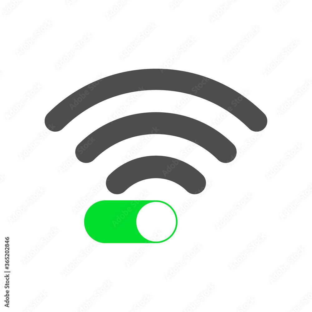 Turn on wifi sign. Vector illustration isolated on white background. Digital symbol, sign. Turn on wifi sign. Vector illustration isolated on white background. Digital symbol, sign.