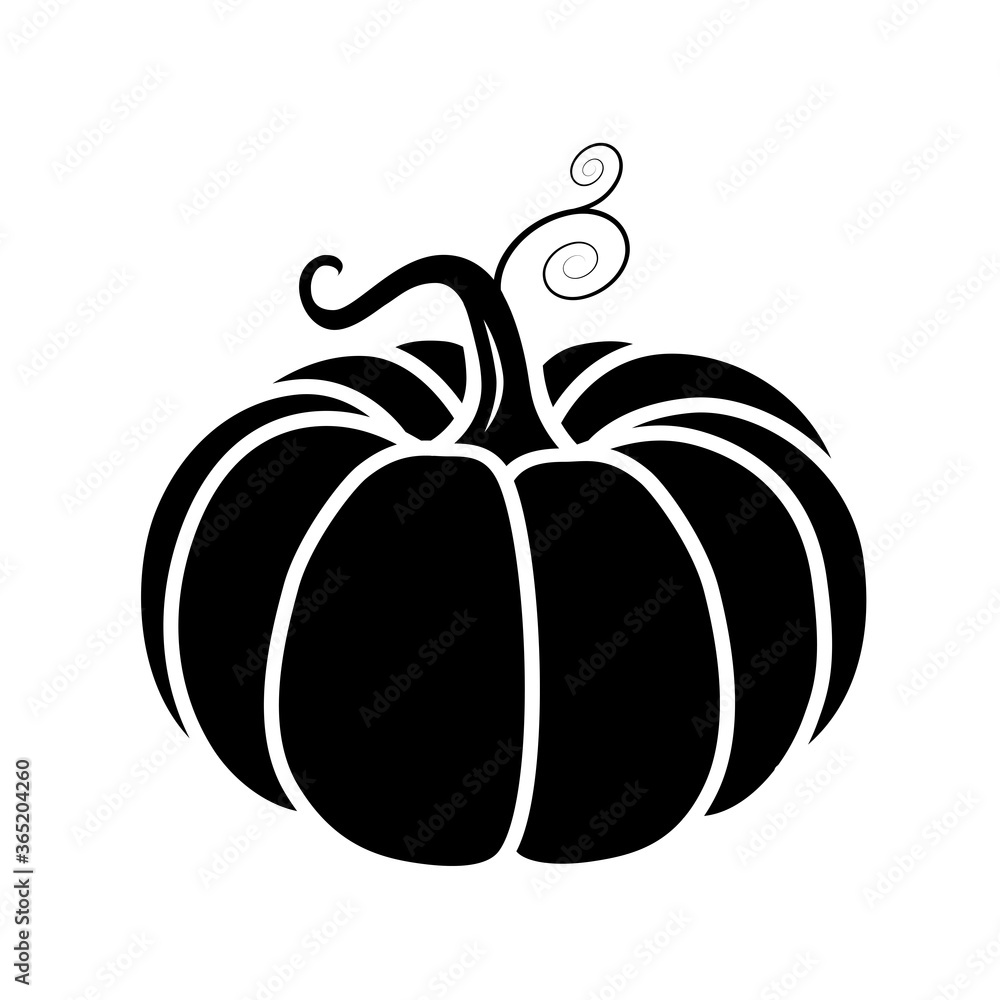 Vector black and white pumpkin icon in a flat style. The illustration is suitable for decorating a Halloween holiday, menu, food. Vector black and white pumpkin icon in a flat style. The illustration is suitable for decorating a Halloween holiday, menu, food.