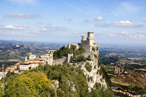 August 2019 - Republic of San Marino - the historic center of the city of San Marino and Mount Titano have been registered by UNESCO - view of the Castell